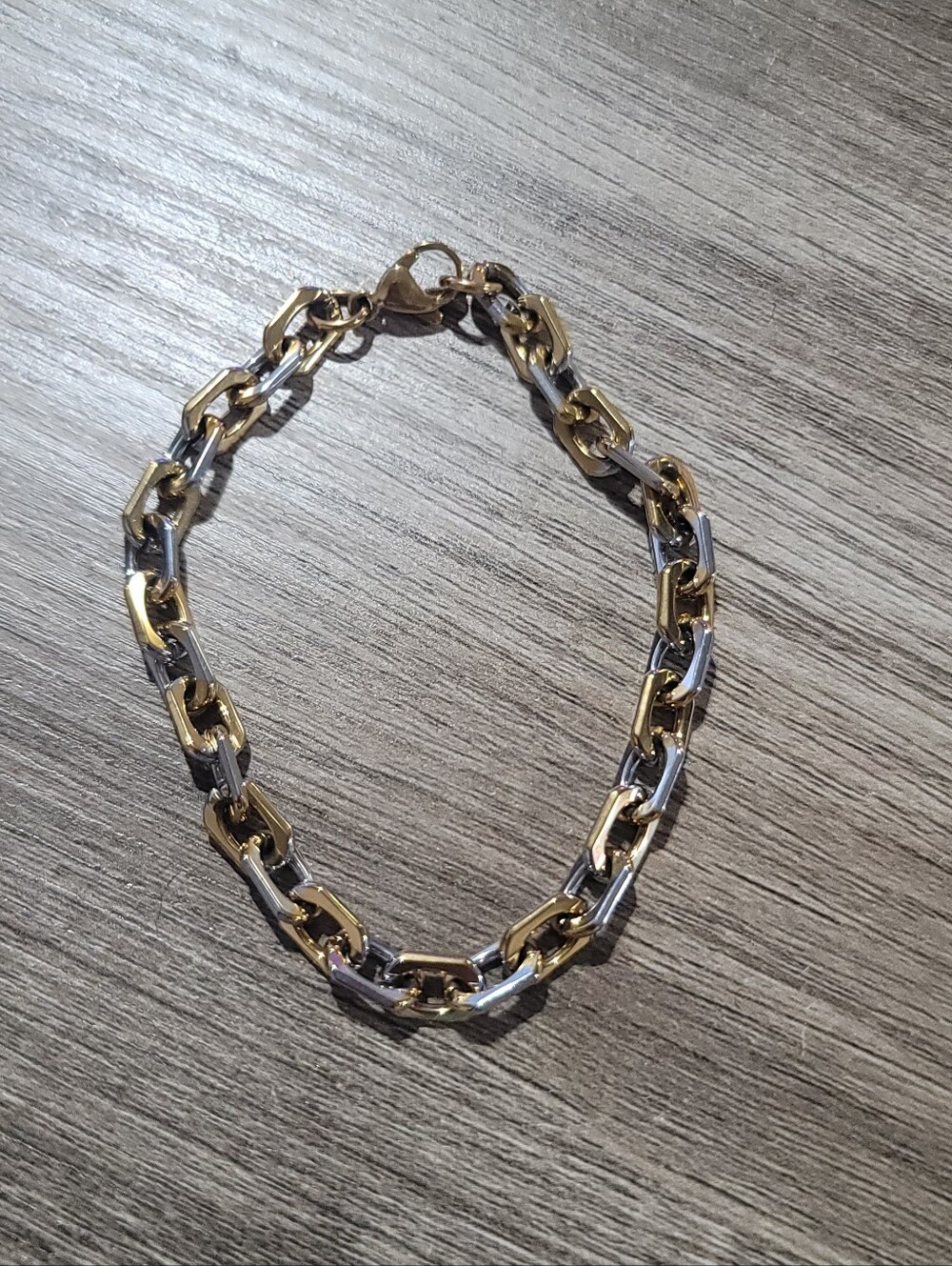 Stainless Steel Two-Tone Gold and Silver Chain Link Bracelet - Women Jewelry